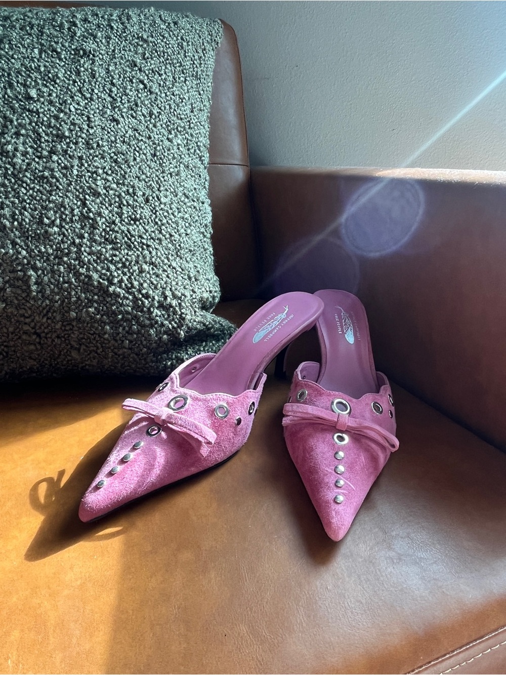 Jeffrey Campbell x Free People Arabella Heels Berry Pink Suede 6.5 - Picture 2 of 8